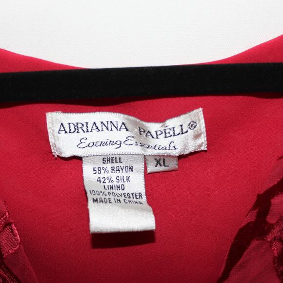 Adrianna Papell Evening Essentials Red Bell Sleeve Silk Blouse Size XL - Picture 11 of 13